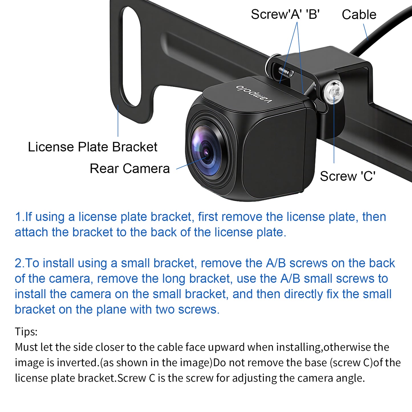 Backup Camera, AHD 1080P Metal Rear View & Front View Camera, 170° Wide Angle Rearview Reversing Camera with Clear Night Vision, IP69 Waterproof Universal Reverse Camera for Car SUV RV Pickup