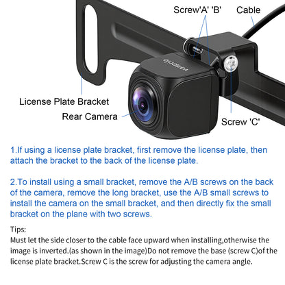 Backup Camera, AHD 1080P Metal Rear View & Front View Camera, 170° Wide Angle Rearview Reversing Camera with Clear Night Vision, IP69 Waterproof Universal Reverse Camera for Car SUV RV Pickup