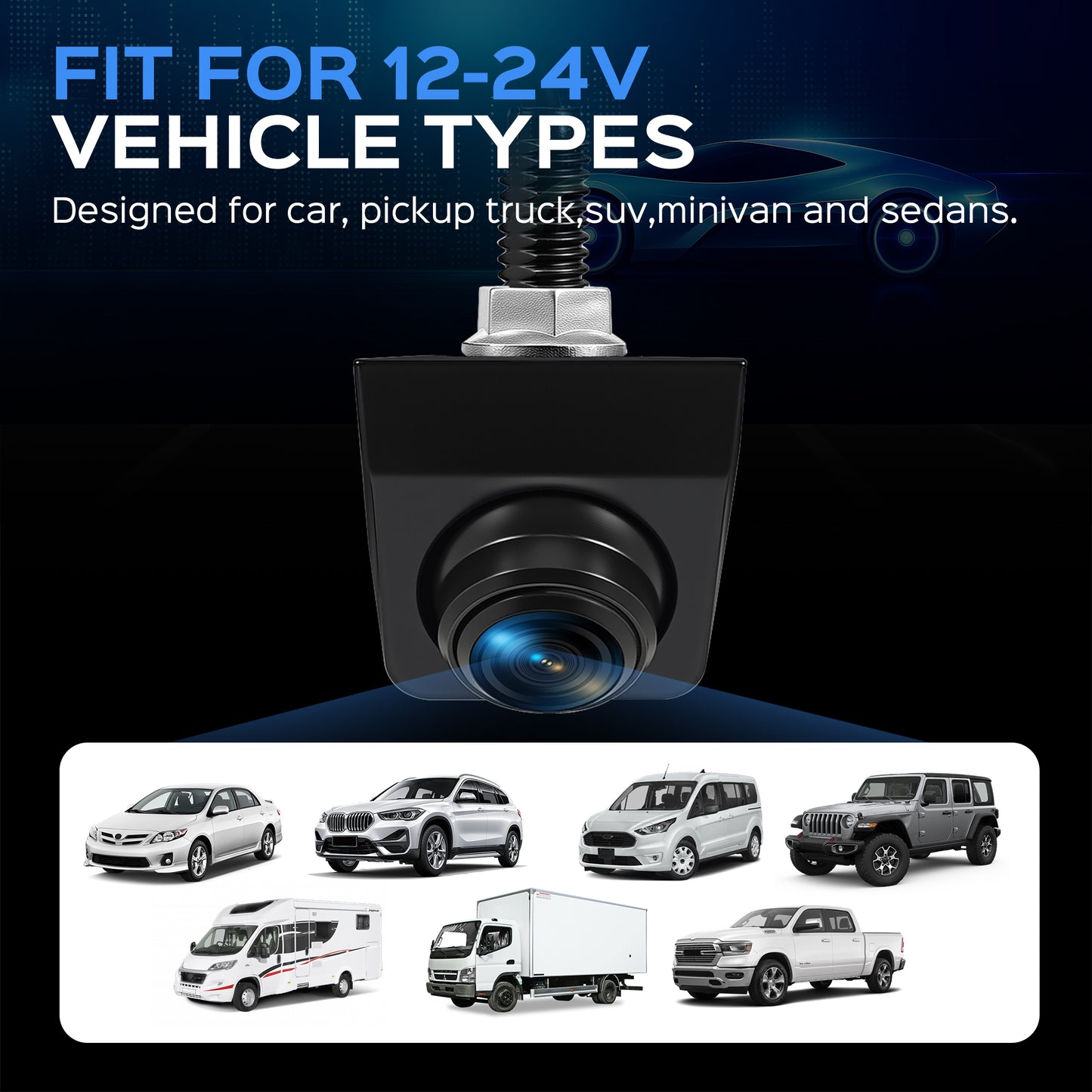 Backup Camera with Switchable Front View - 1080P Metal AHD, 170° Wide Angle Rearview, Super Clear Night Vision, IP69 Waterproof Reverse - Universal for Cars, Trucks, SUVs, Vans (Black)
