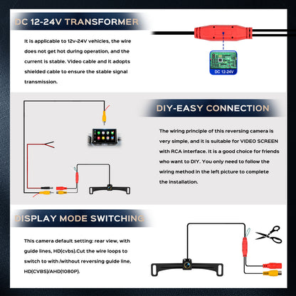Backup Camera, License Plate Backup Camera for car,AHD 1080P Metal 170 Degree Wide Angle Rearview Reversing Camera,Reverse Rear View Camera for Car Vehicle SUV RV [HD/AHD]